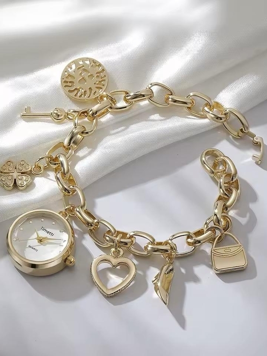 Timetti Accessories - Gold Charm Bracelet Watch for Women